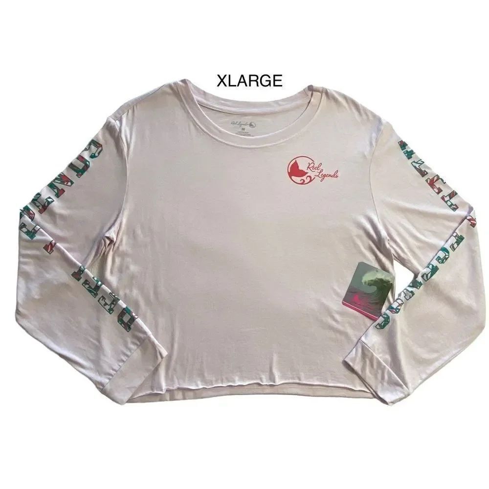 REEL LEGENDS Women’s XLARGE Logo Long Sleeve LIGHT PINK T-Shirt